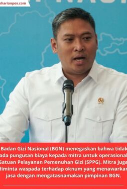 BGN Tegaskan Tak Ada Pungutan Operasional SPPG, Mitra Diminta Laporkan Oknum