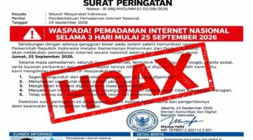 Komdigi Pastikan Surat Pemadaman Internet Nasional 25–27 September Adalah Hoaks